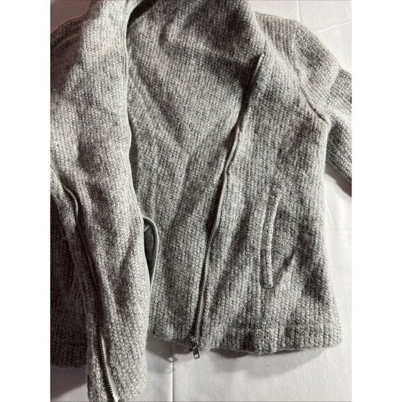 Cupcakes and Cashmere Wool Blend Medium Knit Full Zip Moto Jacket Womens Gray - Picture 6 of 11